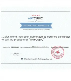 Сертификат Anycubic 2021-2022